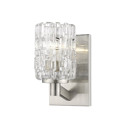 Z-Lite Aubrey 1 Light Wall Sconce, Brushed Nickel & Clear 1931-1S-BN